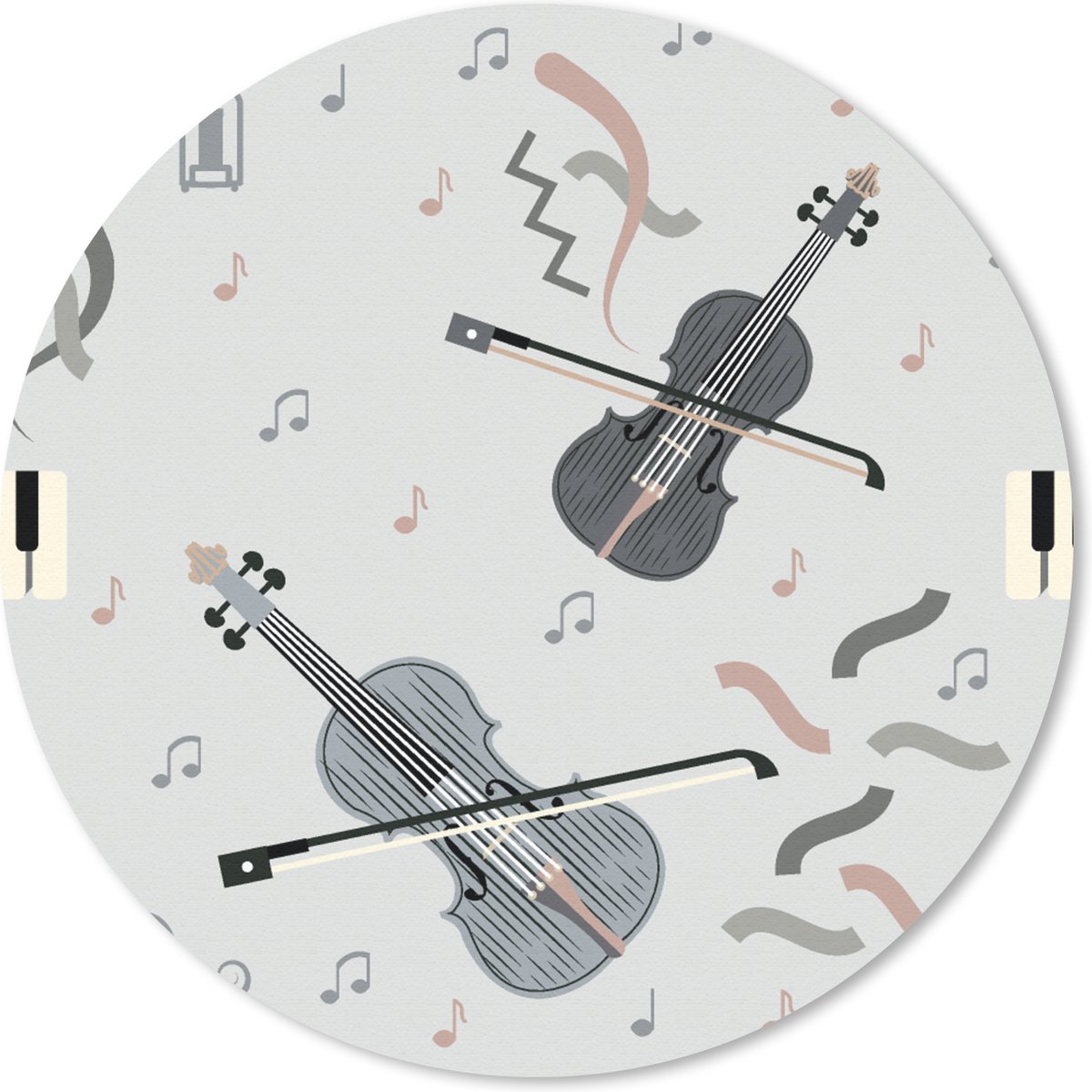 Muismat rond 30x30 cm - Mousepad Patroon - Muziek - Viool - Ronde muismatten