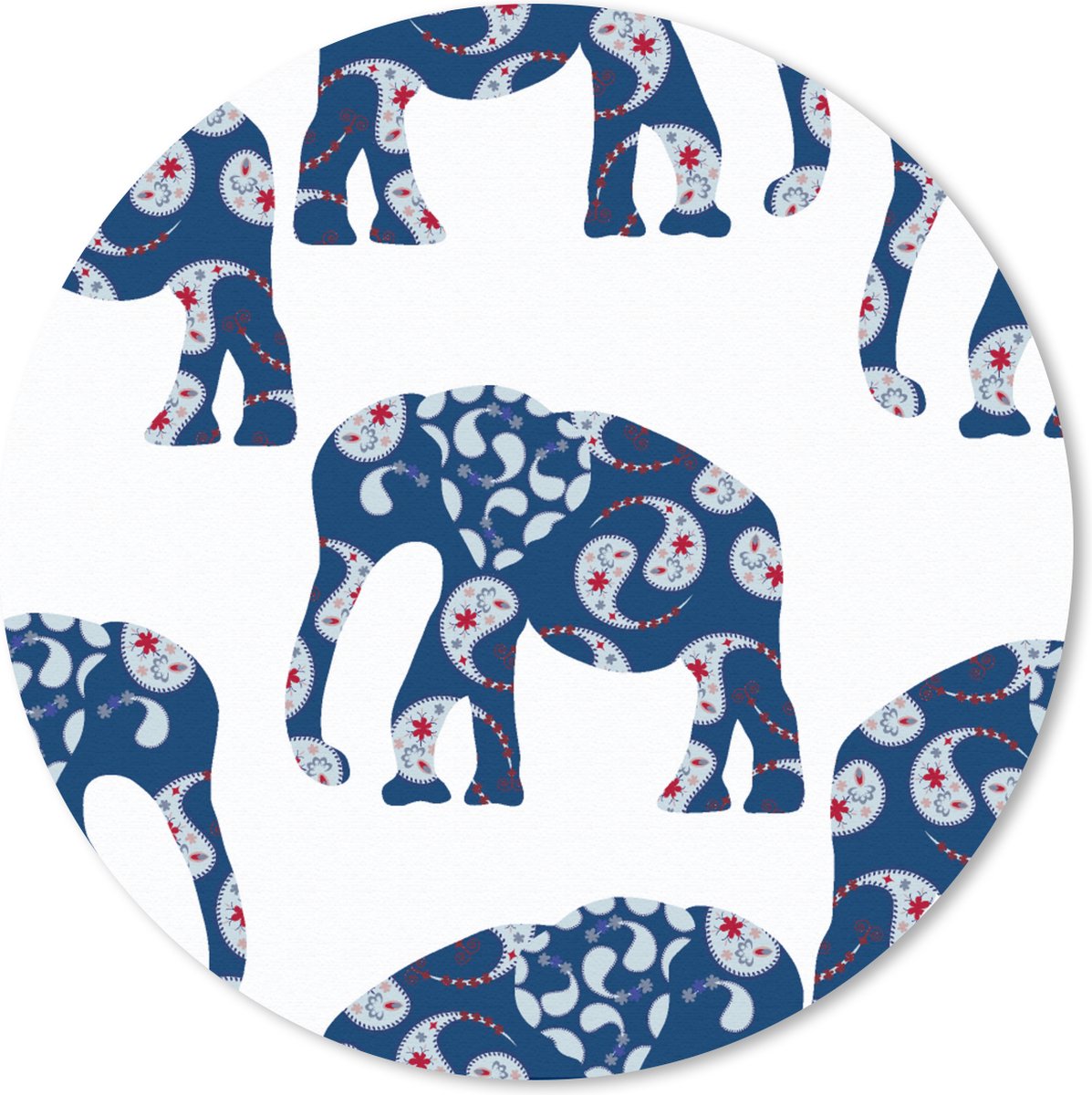 Muismat rond 30x30 cm - Mousepad Olifant - Dier - Patroon - Ronde muismatten