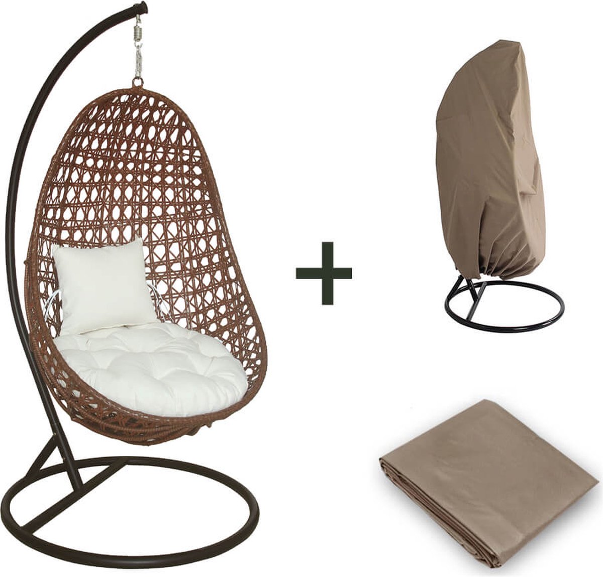 Hangstoel Polyrattan NIDO - Met regenhoes + kussens