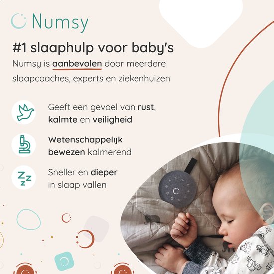 Numsy Move witte ruis machine met 7 lichtkleuren, inclusief regenboogstand. Geschikt voor baby's, wetenschappelijk bewezen kalmerend.