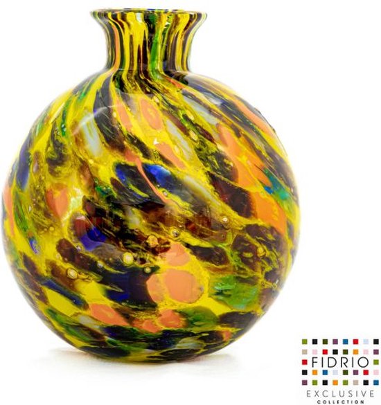 Design Vaas Bolvase With Neck - Fidrio FIESTA - glas, mondgeblazen bloemenvaas - diameter 19 cm