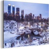 Wanddecoratie Metaal - Aluminium Schilderij Industrieel - New York - Central Park - Winter - 80x60 cm - Dibond - Foto op aluminium - Industriële muurdecoratie - Voor de woonkamer/slaapkamer