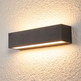 Lucande - LED wandlamp buiten - 24 lichts - aluminium, glas - H: 6 cm - grafiet, gesatineerd - Inclusief lichtbronnen