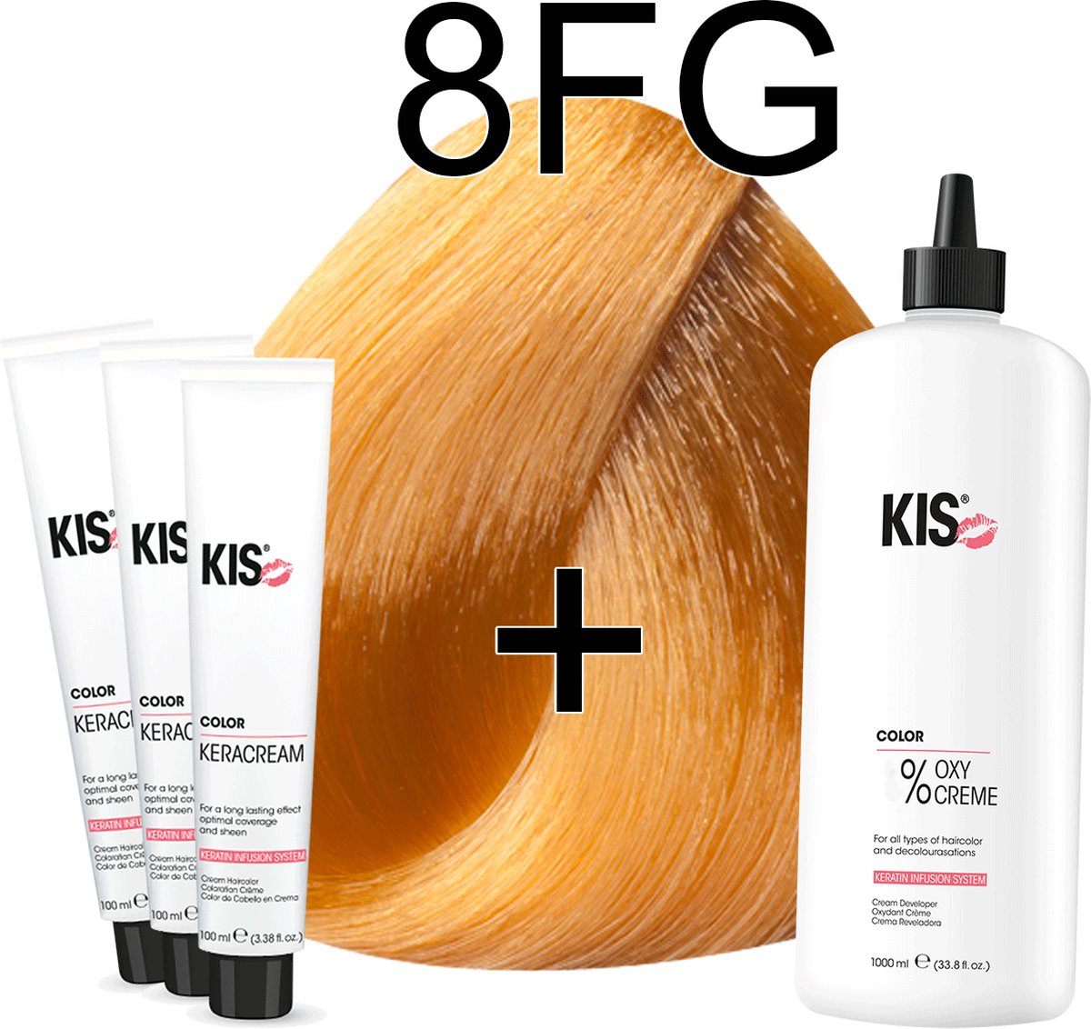 Haarverf set LARGE - 8FG Goudblond | KIS - (3 x haarverf & 1L watersofperoxide)