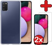 Hoesje Geschikt voor Samsung A03s Hoesje Siliconen Case Hoes Met 2x Screenprotector - Hoes Geschikt voor Samsung Galaxy A03s Hoes Cover Case - Transparant