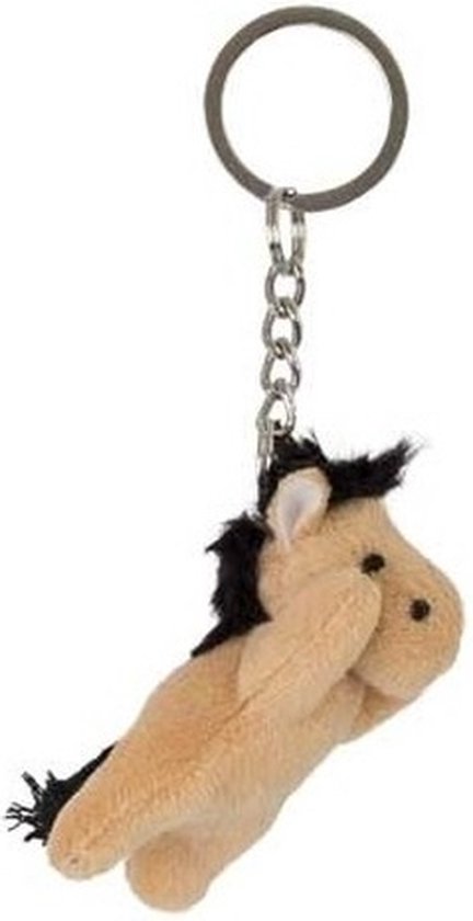 Pluche lichtbruin paarden knuffel sleutelhanger 6 cm - Speelgoed dieren sleutelhangers