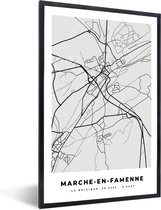 Fotolijst incl. Poster Zwart Wit- Stadskaart – Plattegrond – België – Zwart Wit – Marche en Famenne – Kaart - 40x60 cm - Posterlijst