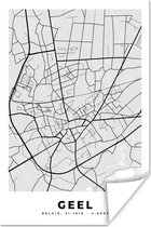 Affiche België – Jaune – Plan de Ville – Carte – Zwart Wit – Carte - 80x120 cm