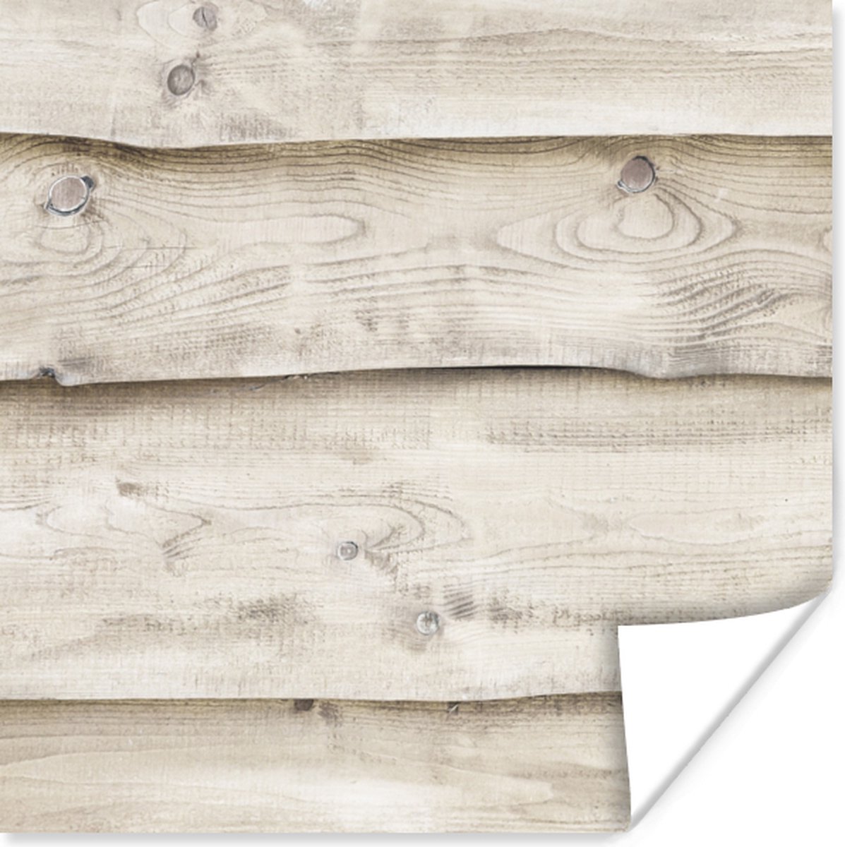 Poster Wit - Planken - Hout - Berk - 75x75 cm