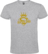 Grijs  T shirt met  print van "Super Oma " print Goud size S