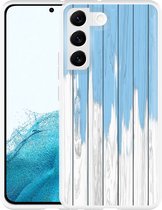 Galaxy S22 Hoesje Dripping blue paint - Designed by Cazy