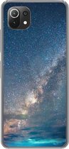 Geschikt voor Xiaomi Mi 11 Lite hoesje - Sterren - Zonnestelsel - Turquoise - Jongens - Meisjes - Kinderen - Siliconen Telefoonhoesje