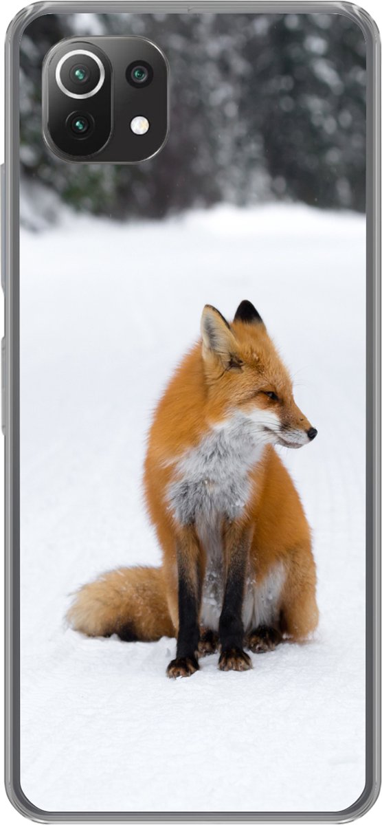 Telefoonhoesje Geschikt voor Xiaomi 11T hoesje - Vos - Sneeuw - Winter - Siliconen Telefoonhoesje Telefoonhoesje