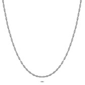 Twice As Nice Halsketting in edelstaal, dubbele ketting, getorst  47 cm+5 cm