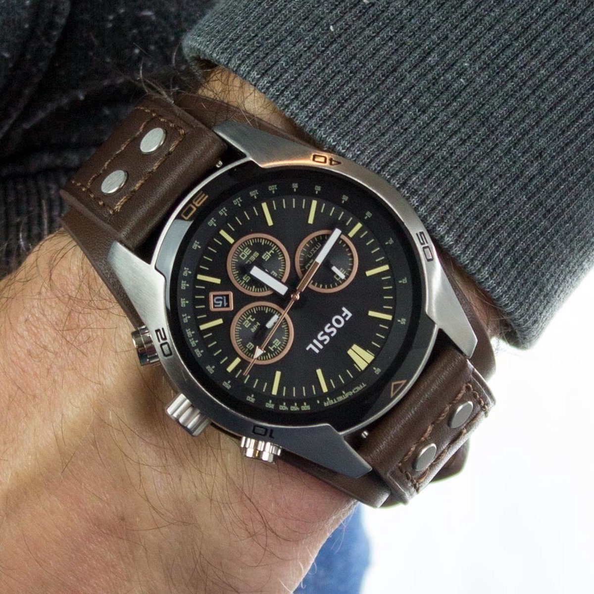 Fossil Coachman CH2891 Horloge - Leer 