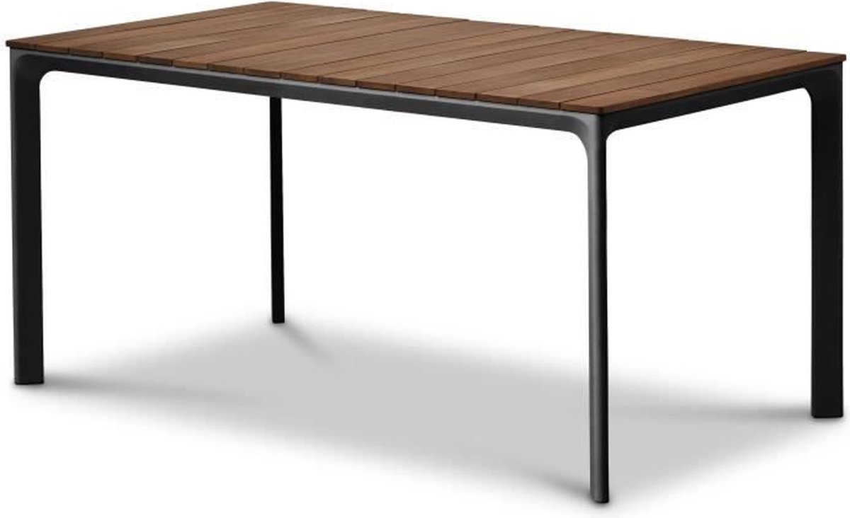 Tuintafel - 160 cm tafel - Zwart aluminium en FSC Eucalyptus blad - Atelier BOCARNEA