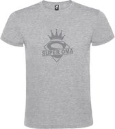 Grijs  T shirt met  print van "Super Oma " print Zilver size M