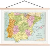 Affiche scolaire - Carte Vintage de l'Espagne et du Portugal - 60x45 cm - Lattes vierges
