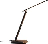 Lumen™ LED Bureaulamp - Met Oplaadstation - USB Poort - Zwart - Nachtkastlamp - Tijd - Temperatuur
