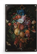 Walljar - De Heem - Festoen van Vruchten en Bloemen - Muurdecoratie - Plexiglas schilderij
