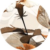 Sanders & Sanders zelfklevende behangcirkel bladeren beige, wit en bruin - 601105 - Ø 70 cm
