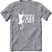 Crazy Cat Lady - Katten T-Shirt Kleding Cadeau | Dames - Heren - Unisex | Kat / Dieren shirt | Grappig Verjaardag kado | Tshirt Met Print | - Donker Grijs - Gemaleerd - XXL