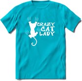 Crazy Cat Lady - Katten T-Shirt Kleding Cadeau | Dames - Heren - Unisex | Kat / Dieren shirt | Grappig Verjaardag kado | Tshirt Met Print | - Blauw - M
