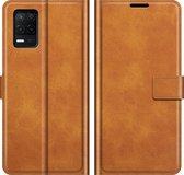 Realme Narzo 30 Hoesje - Mobigear - Wallet Serie - Kunstlederen Bookcase - Cognac - Hoesje Geschikt Voor Realme Narzo 30