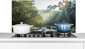 Spatscherm keuken 100x50 cm - Kookplaat achterwand De zon schijnt op een rivier in een Maleisisch bos - Muurbeschermer - Spatwand fornuis - Hoogwaardig aluminium