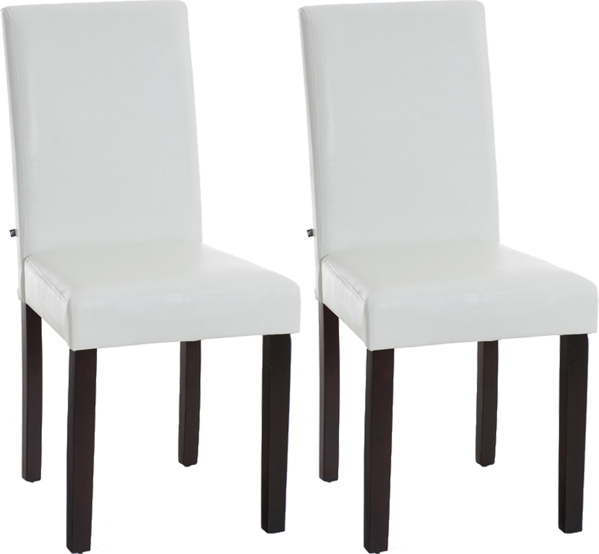 CLP Ina Set van 2 Eetkamerstoelen - Zonder armleuning - Hout - Kunstleer - wit donkerbruin