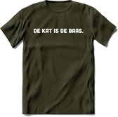 Kattenbaas - Katten T-Shirt Kleding Cadeau | Dames - Heren - Unisex | Kat / Dieren shirt | Grappig Verjaardag kado | Tshirt Met Print | - Leger Groen - XL