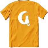 Nacht Wacht - Katten T-Shirt Kleding Cadeau | Dames - Heren - Unisex | Kat / Dieren shirt | Grappig Verjaardag kado | Tshirt Met Print | - Geel - XL