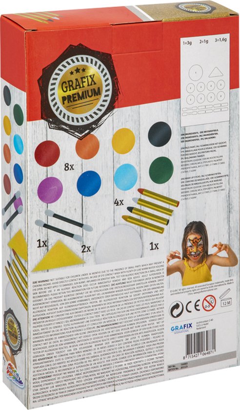 Grafix set Maquillage - visage enfants de peinture 16 pièces, 9 couleurs -  Créatif