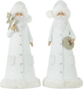 J-Line Kerstfiguren - poly - wit/goud - 2 stuks