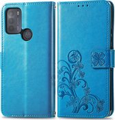 Motorola Moto G50 Hoesje - Mobigear - Clover Serie - Kunstlederen Bookcase - Blauw - Hoesje Geschikt Voor Motorola Moto G50