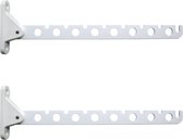 2x stuks Uitklapbare witte metalen kledinghaak van 30 cm - Voor aan de muur - voor 16 kledinghangers
