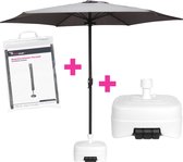Parasol Ø 300CM + Parasolvoet 50L Plastic Wit + Beschermhoes Parasol - Actievlag.nl