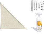 Compleet pakket: Sunfighters driehoek 3x3x4.2m Ivoor met RVS Bevestigingsset en buitendoekreiniger
