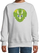 Cartoon dino trui grijs voor jongens en meisjes - Kinderkleding / dieren sweaters kinderen 122/128