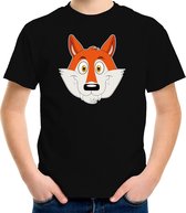 Cartoon vos t-shirt zwart voor jongens en meisjes - Kinderkleding / dieren t-shirts kinderen 122/128