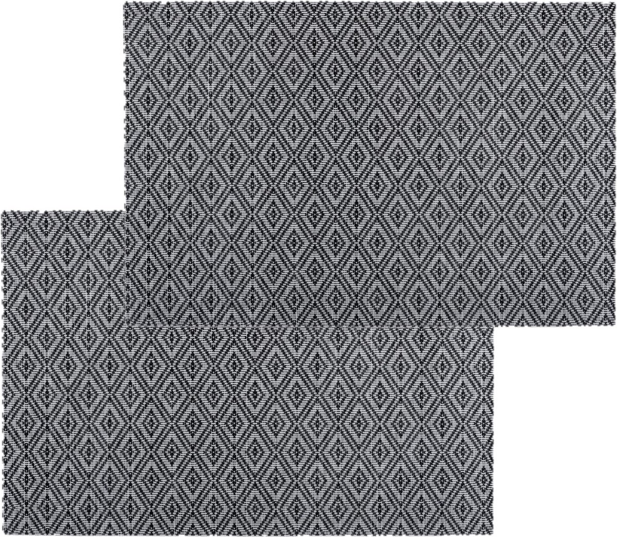 Set van 6x stuks placemats grafische print zwart - texaline - 45 x 30 cm - Onderleggers