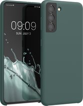 kwmobile telefoonhoesje voor Samsung Galaxy S21 - Hoesje met siliconen coating - Smartphone case in mosgroen