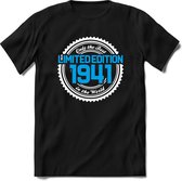 1941 Limited Edition | Feest Kado T-Shirt Heren - Dames | Wit - Blauw | Perfect Verjaardag Cadeau Shirt | Grappige Spreuken - Zinnen - Teksten | Maat XL