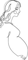 Poster - Line Art vrouw in verwachting, Zwanger, Delicaat lijnenspel, incl bevestigingsmateriaal
