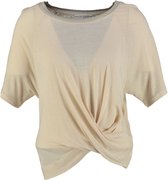 Guess beige shirt wijde hals viscose linnen - Maat XS