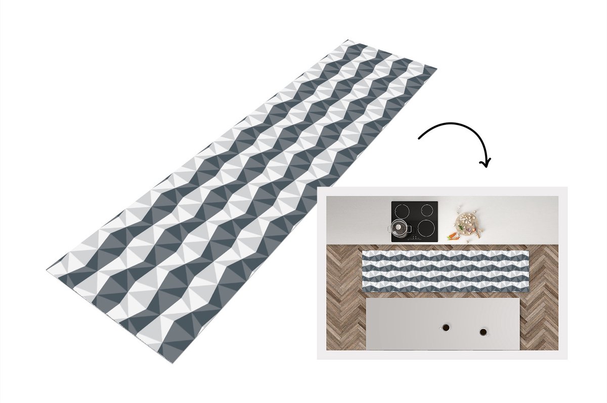 KitchenYeah Keukenloper - Loper keuken - Zebra - Geometrie - Patronen - 240x60 cm - Keukenloper vinyl Multicolor