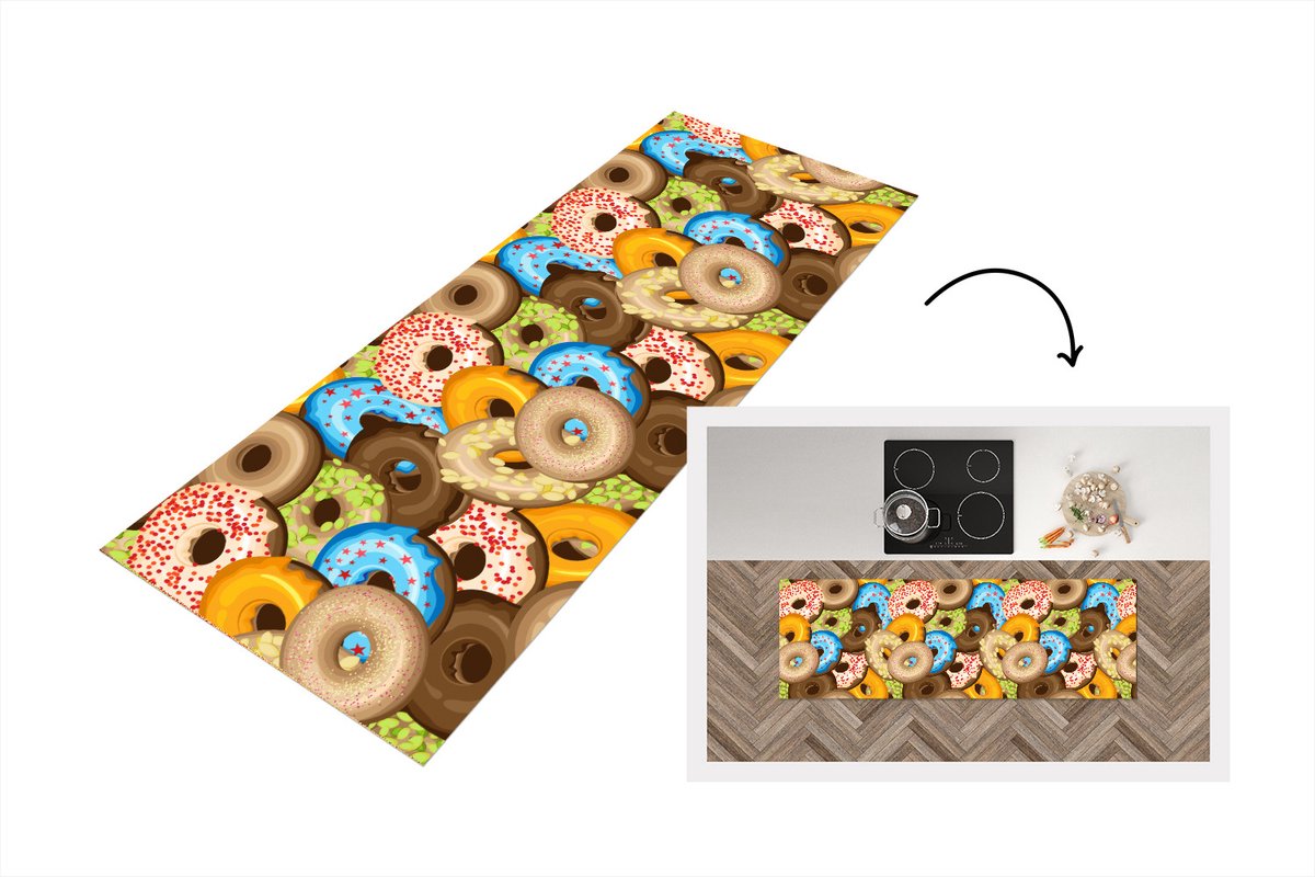 KitchenYeah Keukenloper - Loper keuken - Donuts - Patronen - Sterren - Keukenloper vinyl multicolor, foto 6