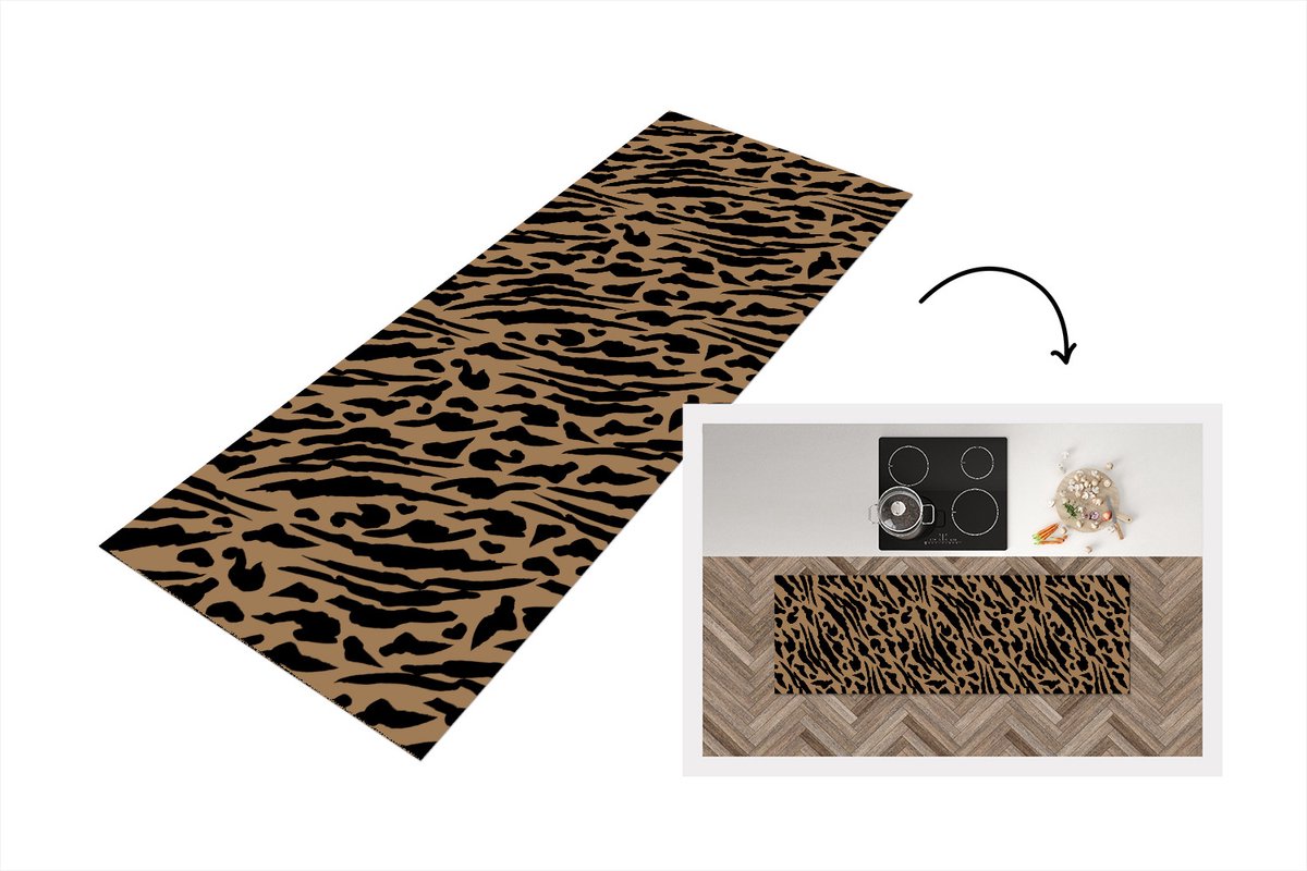 KitchenYeah Keukenloper - Loper keuken - Patronen - Design - Panterprint - 180x60 cm - Keukenloper vinyl Multicolor