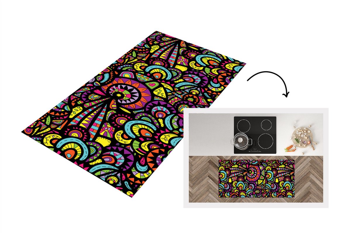 KitchenYeah Keukenloper - Loper keuken - Design - Mandala - Regenboog - Keukenloper vinyl multicolor, foto 6