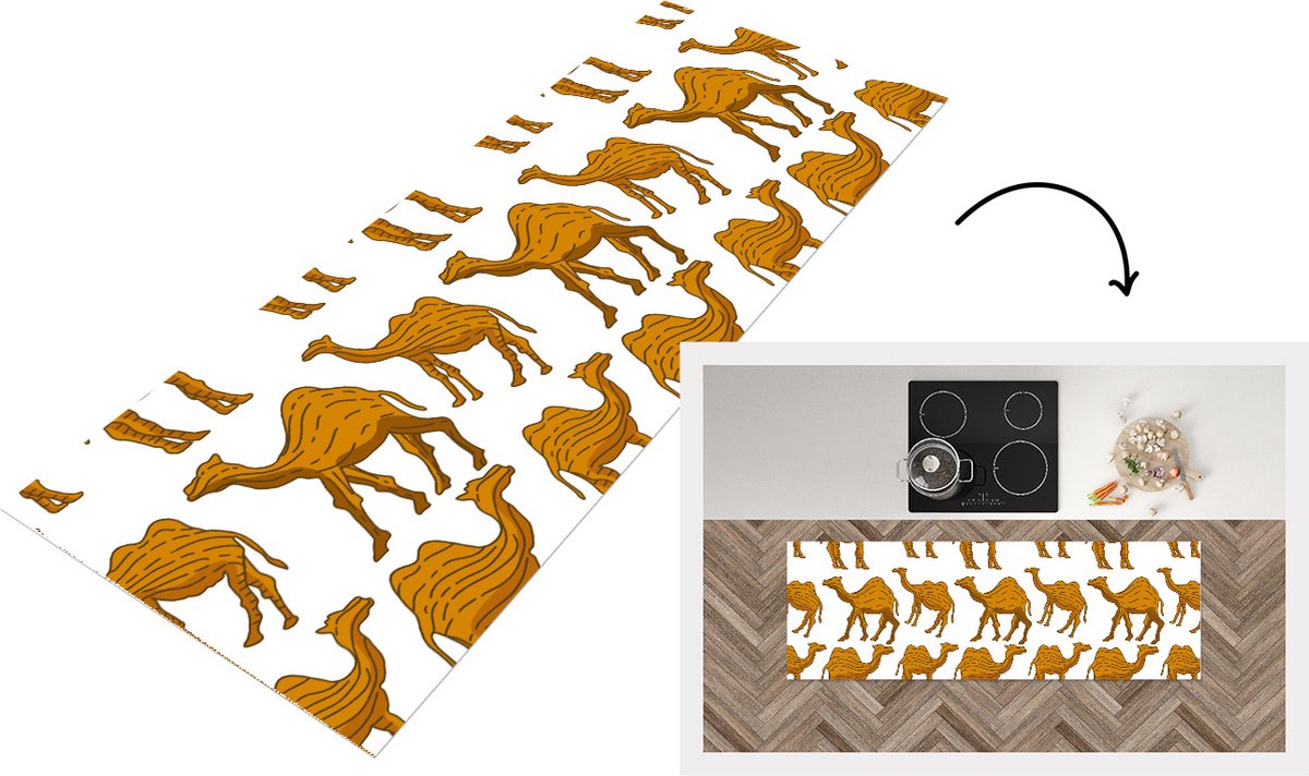 KitchenYeah Keukenloper - Loper keuken - Kameel - Hout - Patronen - Keukenloper vinyl, foto 2